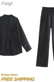 Single Breasted Green Top Pants Suits Sets Women Spring Autumn Casual Loose Two Pieces Matching Sets 2023 Set