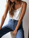 Fongt Lace Lace Splicing Sling Vest Woman 2025 Summer Set-Up Woman