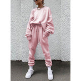 Fongt 2024 Women's New Ebay Burst Pure Color Long-Sleeved Trousers Loose Casual Suit