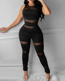 Casual Sheer Thick Strap Sleeveless Skinny