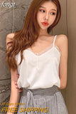 with Lace Silk Top Cami for Women Spaghetti Strap Top Tank Ladies Tops White Camis Basic Tops Women 2023 Summer