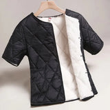 New Winter Women's Jacket Oversized Plush Vest Short Sleeved Cardigan Thickened Warm Cotton Jacket Short Tops