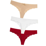3Pcs Sexy G String & Thongs Women's Set Panties Solid Female Underwear Mid-Rise Silky Ladies Briefs Comfort Seamless