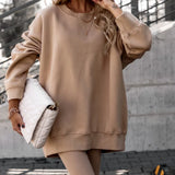 Fongt Women's Loose Collar Movement Fashion Long-Sleeved Sweating Spring Wearing A Set Of Women's Crocus