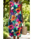 Fongt And Summer 2025 New Sleeveless Casual Print Temperament Dress Dress Body Small Fresh Casual Dress