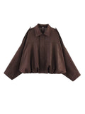 Fongt Spring New Women's Fashion Army Green Velvet Effect Short Long Sleeve Epaulets Coat