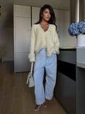 Fongt Leopard Knitted Cardigan Sweater V Collar Design Elegant And Colorful Style Full Of Loose Female