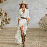 Fongt Elegant Casual Bohemia Spring And Autumn Long Sleeve Dress