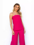 Fongt Summer Casual Fashion Solid Color Suit One Line Shoulder-Wrapped Chest D2429-Outfit