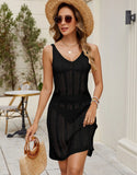 Fongt New Beach Dress Knitted Hollow Waist Bikini Sunscreen Shirt