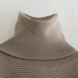 Chic Design Long Sleeve Knitting Sweater Female Turtleneck Pullover High Street Lady Loose Tops