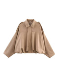 Fongt Spring New Women's Fashion Army Green Velvet Effect Short Long Sleeve Epaulets Coat