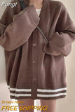 Korean Style Basic Solid Cardigan Sweater Women Preppy Fashion Oversize Long Sleeve Jumper Female Autumn V-neck