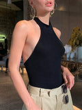 Woman Black Bodysuit Backless Bodysuits Summer Solid Overalls 2023 Hater Top Streetwear Bodycon Sexy Sleeveless