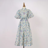 Fongt Court Style High Design Feeling Heavy Industry Nail Drill Short Sleeve Single Buckle Dress + Sling