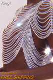 Rhinestone Cropped Tank Tops Multilayer Diamonds Luxury Tassel See Through Crop Tops Sexy Women 2023 Night Club