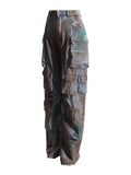 Fongt New Fashion Loose Multi-Pocket Heavy Industry Graffiti Overalls Jeans Trousers Woman-Outfit