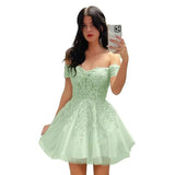 Fongt Women's Prom Evening Dress Short A Swing 2025 New Cocktail Party Shoulder Princess