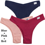 3Pcs Cotton Panties Women's Underwear G-string Comfortable Casual T Back Female V Shaped Waist Thong Intimate