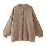 Fongt Women's 24 Years Autumn And Winter New Collar Metal Button Decoration Bat Sleeve Sweater