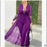 Fongt Women's Dress Trousers New Solid-Colored Fashion Dark V-Neck Lace Spliced Solid Color-Repair Jumpsuit