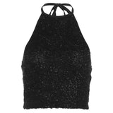 Fongt Summer Fashion Trend Women's New Hanging Neck Bare Back Solid Color Bhise Small Vest