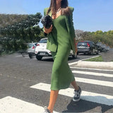 Fongt 2023 New Solid Color Low Collar Slim Dress Small Two Suit-Outfit