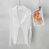Fongt Folding Daily Commuter Shirt Women Folded Single-Caught Open Shirt 25 Summer New Air Conditioning Shirt