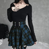 Fongt School Fresh College Style Lady Lattice Irregular Half-Dress Necrotling Belts With Thin Large