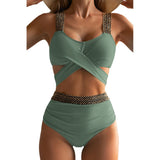 Fongt New Split Solid Color Swimsuit Female Bikini Triangle Sexy Slim Tall Waist