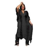 Fongt New Women's Pure Color Handmade Knit Hollow Tassel Suit-Outfit