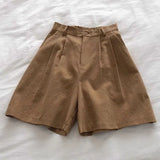 Fongt Literary And Art Cotton Shorts Women Summer Thin Hemp High Waist Small Man Broad Legs Leisure A Word Five-Point Pants