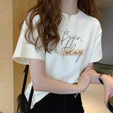 Fongt New Summer Fashion Foreign Style Print Round Collar Short Sleeve T-Shirt Women's Loose Half Sleeve Shirt Bottom