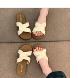 Fongt Soft Base Without Tired Feet Cross Word Drag Summer New Fairy Style With Skirt Flat Beach Sandals