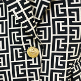 QUALITY Newest 2023 Designer Stylish Jacket Women Peak Shoulder Geometric Monogram Jacquard Single Button