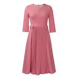 Fongt Women's Clothing 2025 Autumn New Fashion Temperament Elegant Solid Color Pressure Folding Large Size African Dress