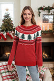 Fongt And Winter New Christmas Sweater Women Loose Knitted Green Pine Embroidered Clothes On The Head