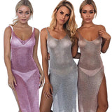 Fongt Beach Shirt Dress Fashion Knit V-Necked Bare Back Sling Dress Beach Sunscreen Woman
