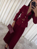 Fongt Temperament Long Dress Suit Women's 100-Fold Dress Suit Women's Clothing