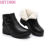 Fashion Winter Women Genuine Leather Ankle Boots Female Thick Plush Warm Snow Boots Mother Waterproof Non-slip