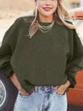 Fongt Large-Size Women's Fashion Leisure Daily Solid Color Buff Long-Sleeved Collar Collar Collar
