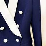 QUALITY Newest 2023 Fashion Designer Jacket Women's Double Breasted Color Block Shawl Collar