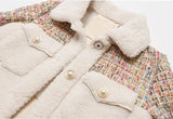 Small Fragrance Warm Lamb Wool Coat Women Patchwork Jacket Ladies Pocket Short Teddy Jacket Loose Fashion