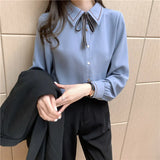 Fongt New Bow Embroidered Long Sleeve Shirt Lace Design Sense Small Long Sleeve Foreign Style Base-Outfit