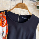 Fongt Summer Ripe Style Retro Temperament Sleeveless Round Recipient Waist Thin Sleeveless A Word Dress Elegant Dress