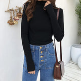 Fongt Turtleneck Bottom Shirt Women Autumn And Winter Pure Color Long Sleeve T-Shirt Women's New Korean Version Slim Slim Versatile