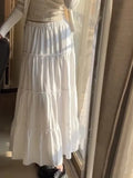 Women White Cake Skirts 2023 Summer Fashion Ladies Casual High Waist Solid Color Female Chic Bottoms-Outfit