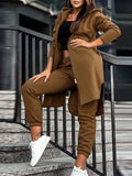 Fongt New Fashion Casual Hooded Grip Velvet Jacket Two Sets Of Women's Clothing