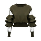 Fongt New Air Layer Splicing Mesh Fluoroscopy Fluorosphery Threaded Cuff Under The Short Dress Female QD615