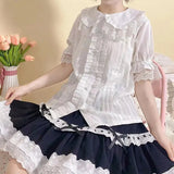Lolita Safety Shorts Pink Girl Kawaii Lace Ruffle Cotton Underwear Tiered Pumpkin Short Pants Victorian Gothic JK Bloomers-Outfit